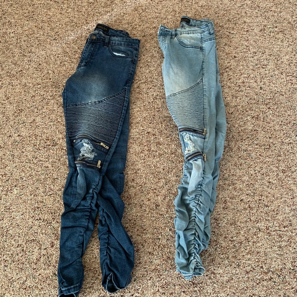 2 biker style jeans.